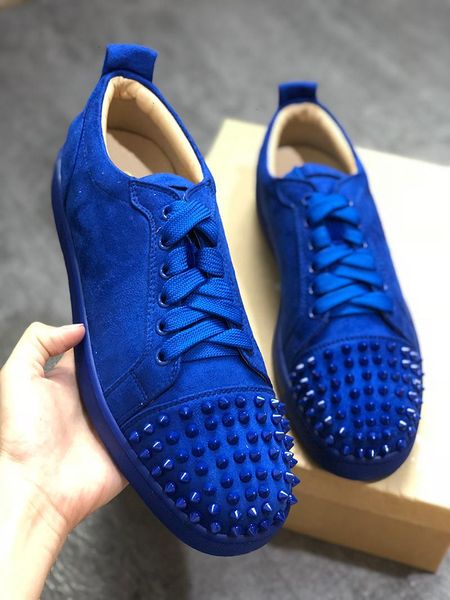 

new designer sneakers red bottom shoe low cut suede spike luxury shoes for mens women shoes party wedding crystal leather sneakers sy25, Black