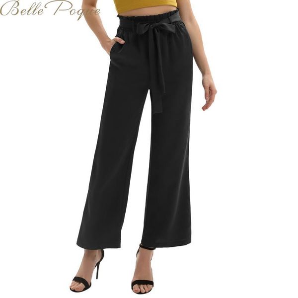 

belle poque new women pants casual straight pants women high waist loose bowing wide leg casual trousers female, Black;white