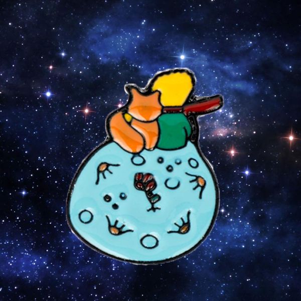 

le petit the little prince fox rose brooch classical fairy tale enamel brooch pin men women children brooches enamel pin crnbk