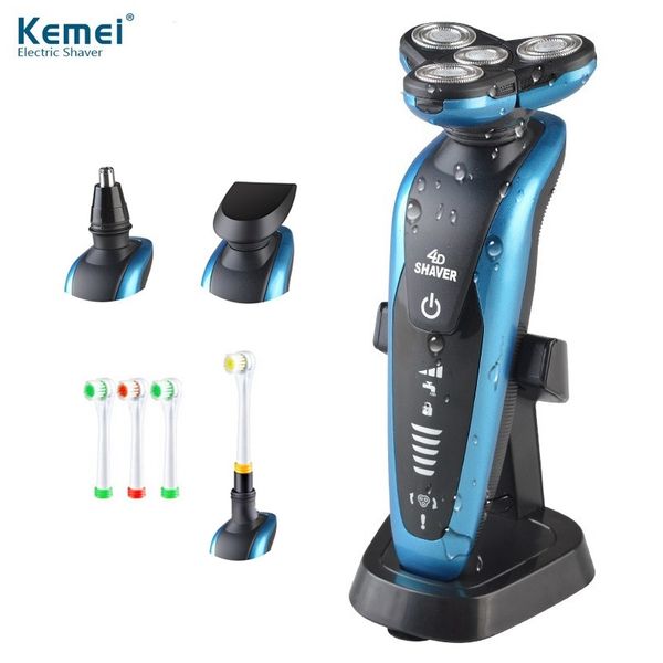 

4 in1 washable rechargeable electric shaver 4d head beard electric shaving razors men face neck nose ear trimmer+toothbrush*4