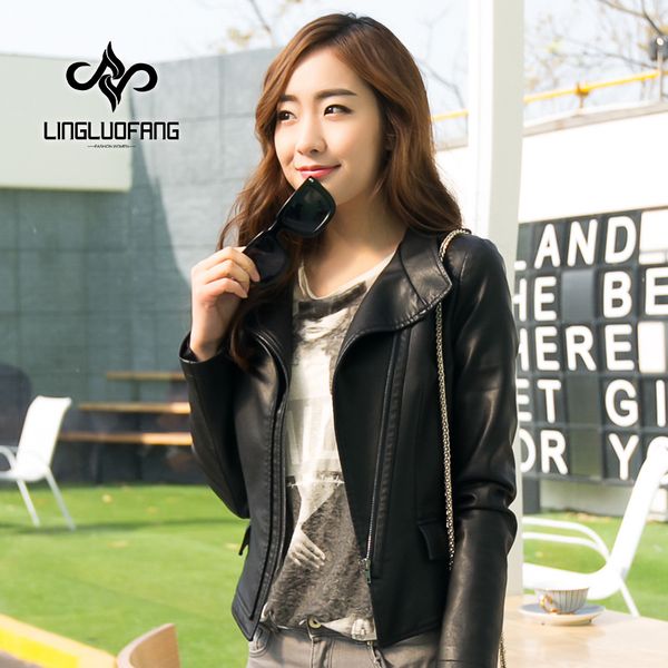 

leather jacket women spring and autumn korean slim pu leather jacket young girls black blue motorcycle size s-4xl 15h108