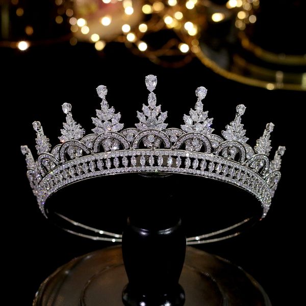 

new high-end zirconia tiaras crown crystal bride bride wedding hair accessories headband wedding accessories headpieces zircon crown, Silver