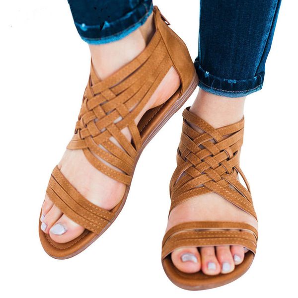 

women sandals 2020 gladiator sandals for women summer shoes plus size rome beach sandalias mujer low heel wedges shoes female, Black