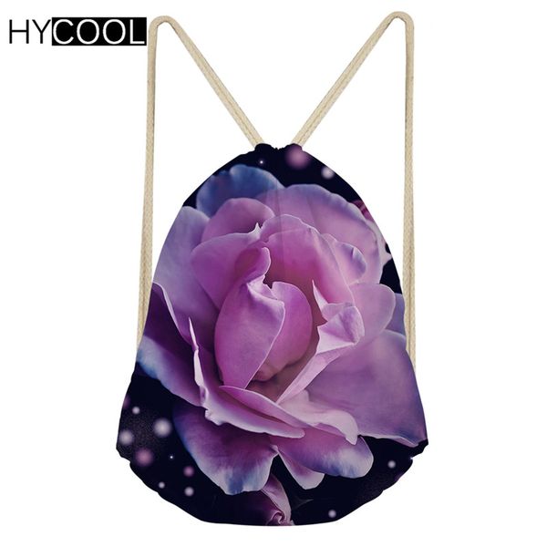 

hycool 3d flower printing sports bag useful drawstring bag women's backpack sports bags for fitness gym sack outdoor
