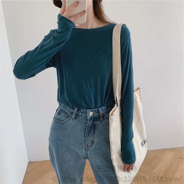 

harajuku законодателем сплошной цвет длинный рукав рубашки липкий рис одежды просто все соответствует базовой рубашки женщина 2020 футболка, White