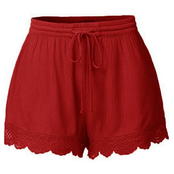 

newly women solid shorts loose middle waist embroidery hem casual shorts with belt vk-ing, White;black