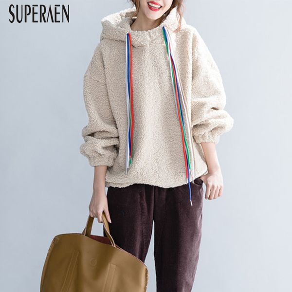 

superaen 2019 autumn and winter new hoody wild sweatshirts women pluz size hooded sweatshirts female fashion women, Black