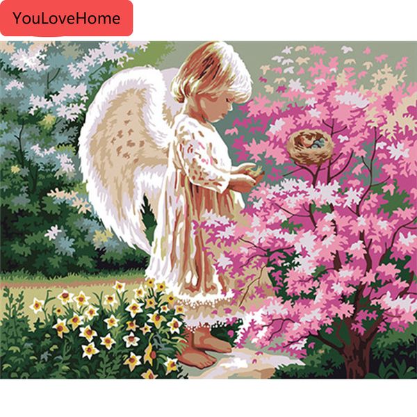 

oil painting angel girl kits drawing canvas handpainted pictures by numbers home decoration gift art diy draw on canvas