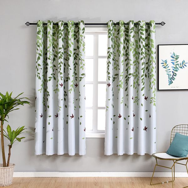 

rustic short curtains for kitchen pastoral plant bedroom decorations window curtain living room green drapes
