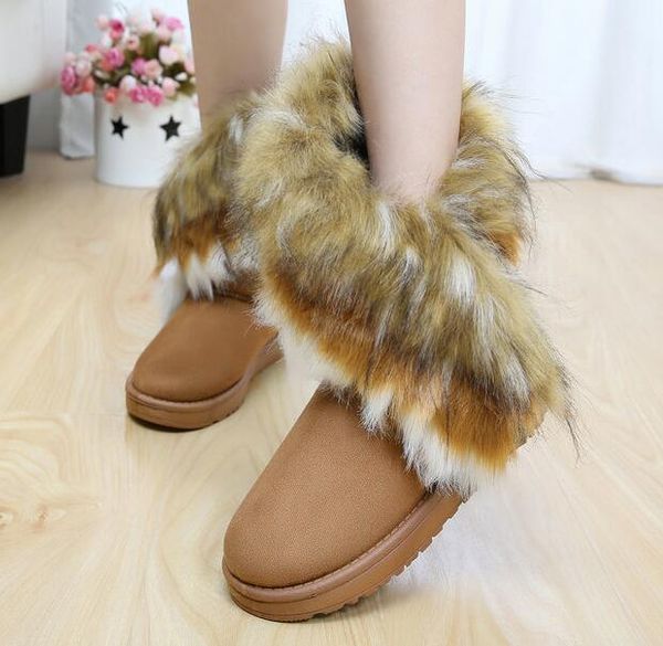 

2019 dorp shipping fashion rabbit hair and fox fur in tube color matching warm snow winter boots for women & ladies fje8473, Black