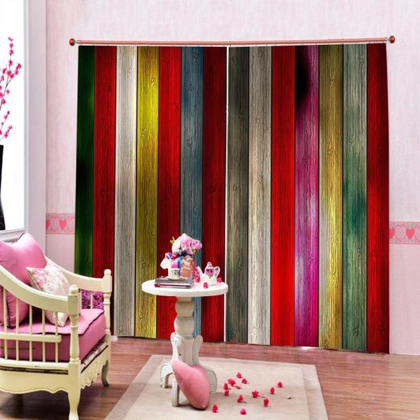 

window blackout colorful wood planks 3d curtains set for bed room living room office l home wall decorative drape tapestry