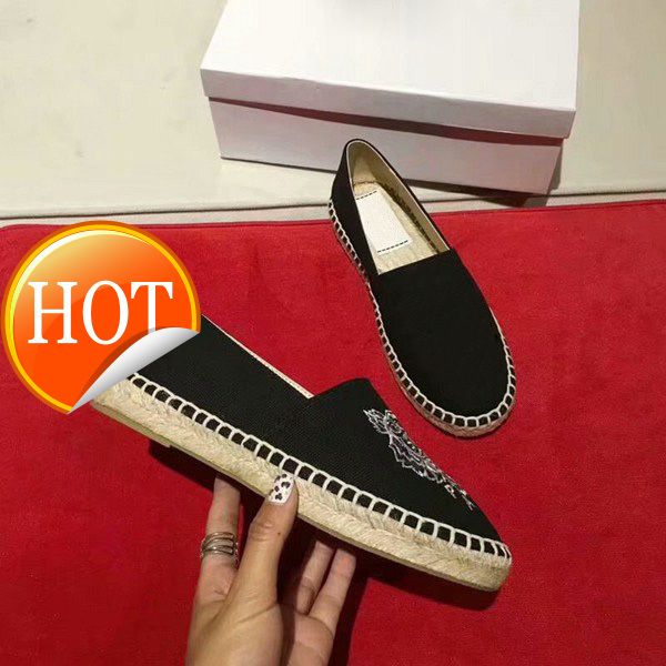 

new saleembroidered straw shoes with tiger head embroidered straw shoes, Black
