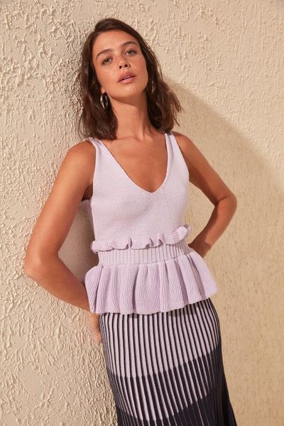 

trendyol flounces knitwear bluz twoss20bz0099, White