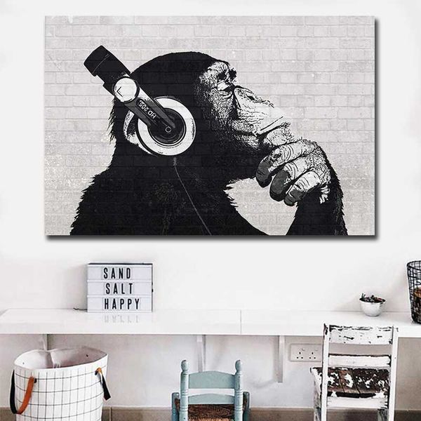 

dropship dj monkey wall art hd prints 1 piece canvas art animal oil painting wall modular picture for living room decoration