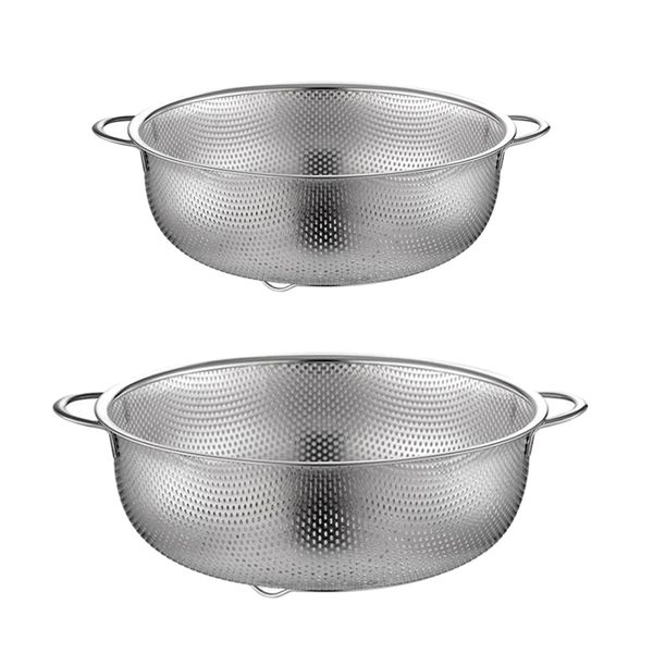 

2 pieces stainless steel fine mesh colander rice sieve kitchen storage