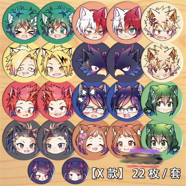 

22pcs anime my hero academia pin cosplay brooch badge pin backpack bags japan cartoon collection accessories collectible gifts, Gray