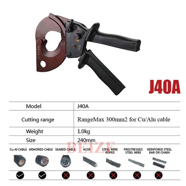 

j40a ratchet cable cutter for cutting max 300mm2 cu alu cable y200321