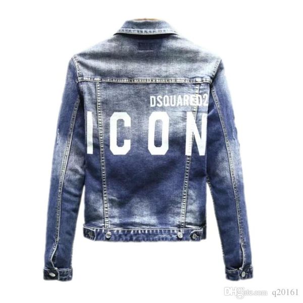 

2020 новый высокое качество d2 джинсовой куртки мотоцикла письмо печати высокой моды дизайнер известный бомбардировщик denim тонкий ветровки, Black;brown