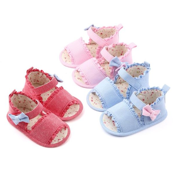 

new summer infant girl baby sandals bowknot baby soft bottom non-slip toddler shoes side shoes moccasins, Black;red