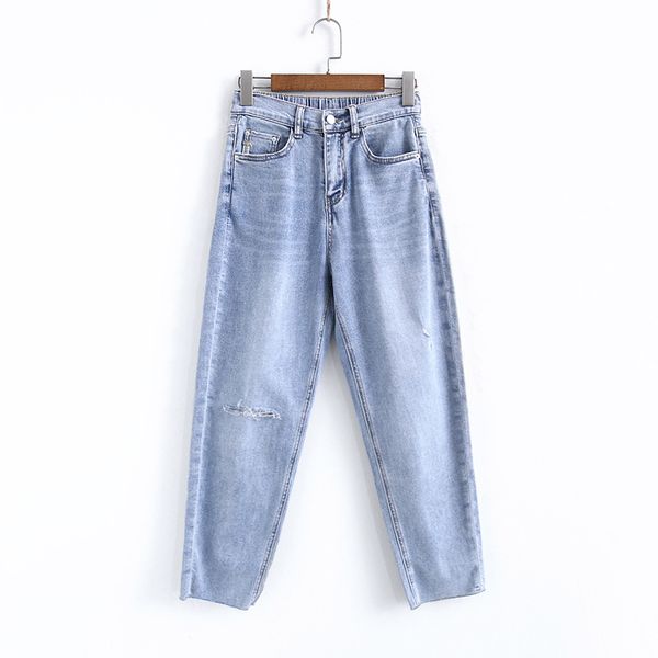 

women's jeans torre pants 910115 female loose hole in the spring fashion of tall waist harlan turnip, Blue