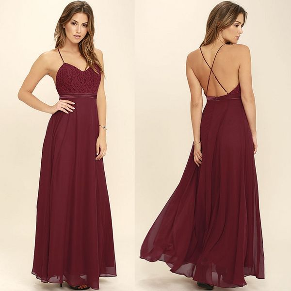 

burgundy chiffon long summer bridesmaid dresses spaghetti straps backless long maid of honor gowns plus size, White;pink