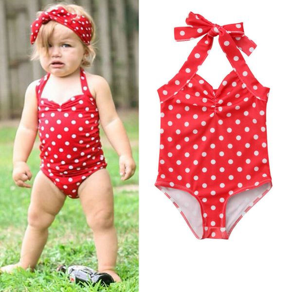 

toddler baby girl one-piece bikini polka dot halter swimsuit girls swimwear swimming costume summer bikini biquini beachwear
