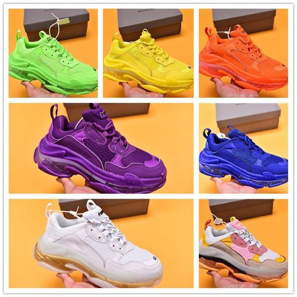 

2020 triple s fashion sneaker casual dad shoes designer shoes for men women platform sneakers new color purple orange mens trainers, Black