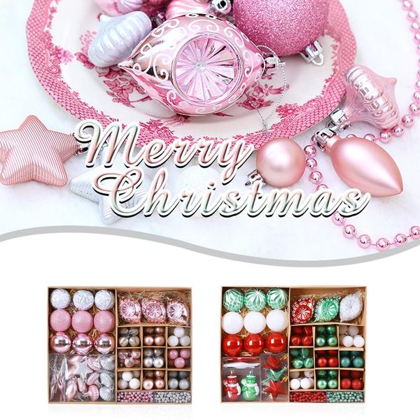 

90 pcs christmas tree pendants set glitter star balls snowflake decoration merry xmas party hanging ornament plastic ball set