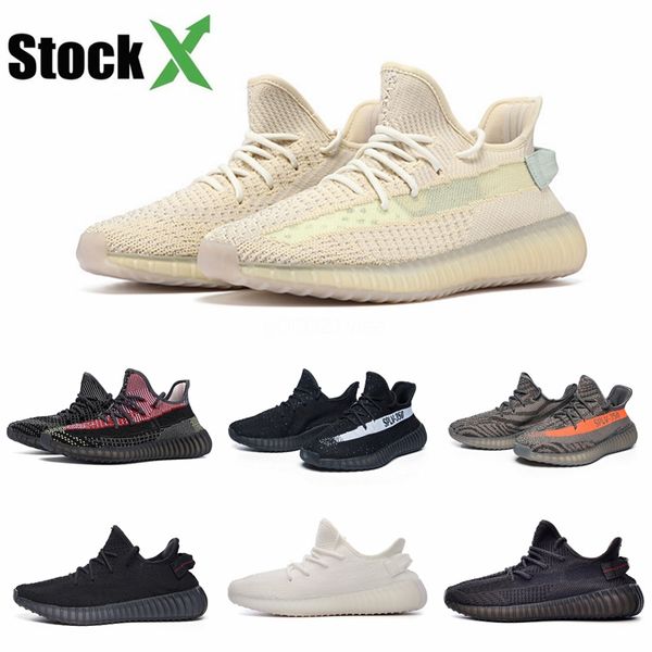 

with box kanye zebra static bred black non-reflective green glow sneakers beluga cream beige kanye west rubber bottom casual shoes #qa596