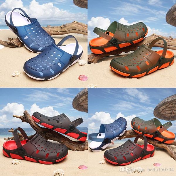 

designer sandals jelly sandals men beach slippers male light weight summer eva garden shoes breathable hole mens flip-flops, Black