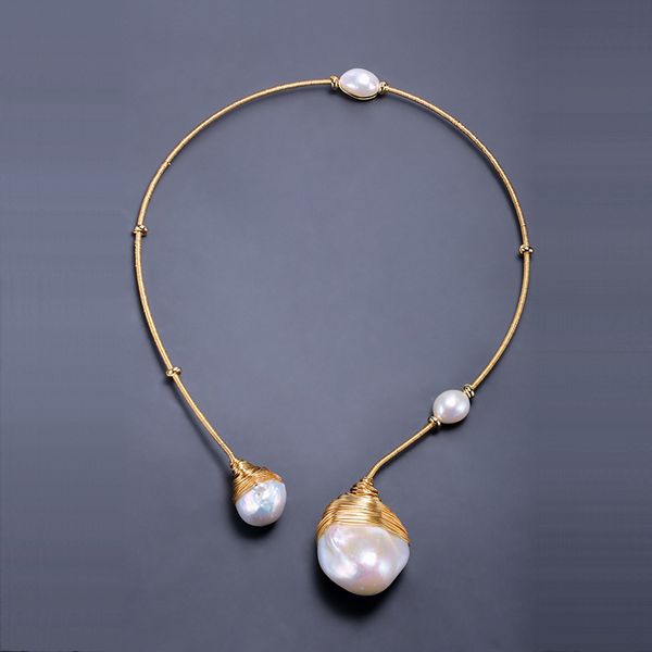 

daimi luxury handmade collar huge baroque pearl with handmade jewelry choker necklace female pearl jewelry, Silver