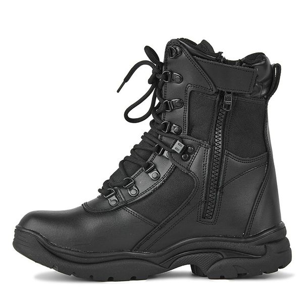 

spring bots breathable hight-zipper combat boots men tactical desert land warfare hiking boots, Black