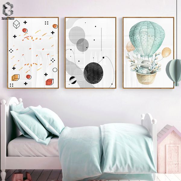 

minimalist cartoon geometric air balloon wall art posters and prints canvas painting wall decor for babys room