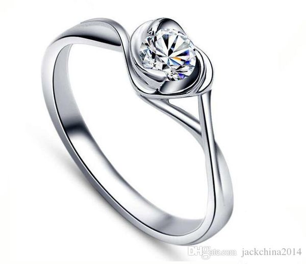 

size 5-8 luxury solitaire jewelry pure 925 sterling silver white z cz diamond gemstones women wedding band heart ring gift, Slivery;golden