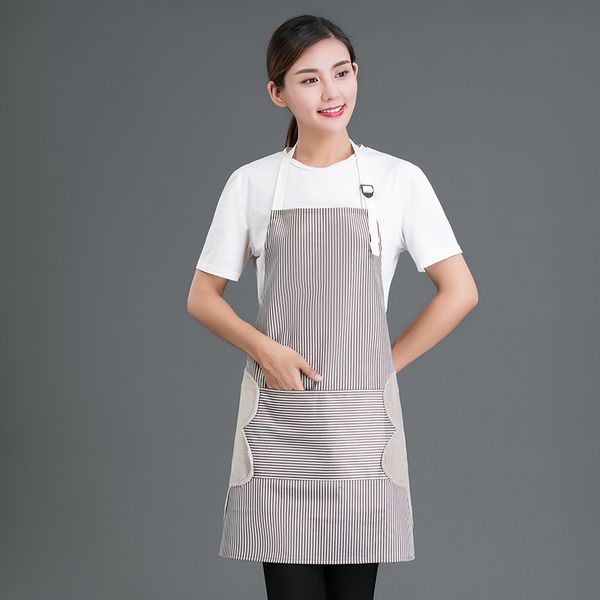 

wipe hands apron antifouling cooking hanging neck cotton linen apron for chef restaurant barista work florist erasable
