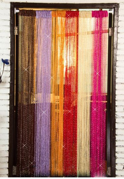 

drape living room decor valance string curtain shiny tassel line curtains window door divider