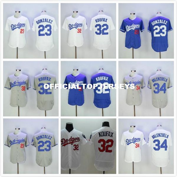 

32 sandy koufax 34 valenzuela jerseys blue gray white, Black;blue