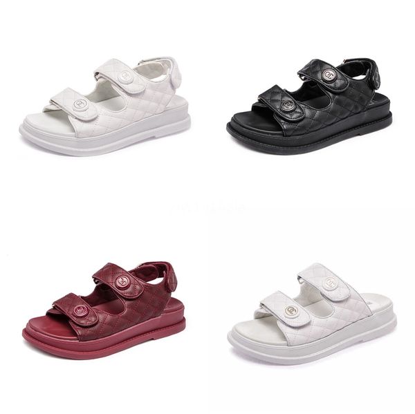 

women shoes with platform sandals straw thick bottom ladies sandals peep toe beach sandals flat belt buckle summer shoes woman cj191226#623, Black
