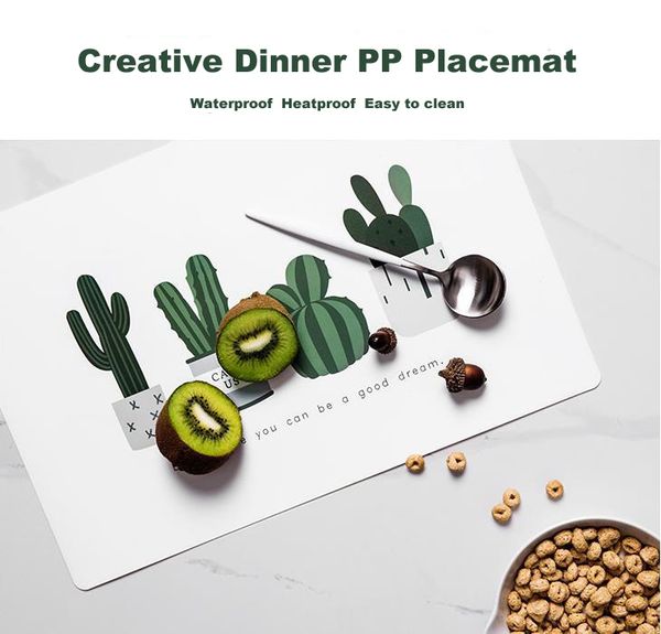 

кактус ужин placemat нескользящий коврик pp стол колодки чаша напиток водонепроницаемый главная weding mesa украшения аксессуары поставки