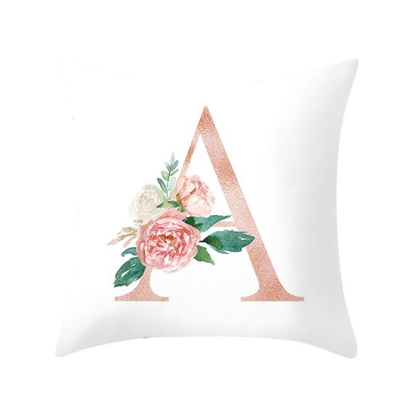 

45x45cm gold a-z unique writing style characters cushion cover white theme throw pillow cover rectangular housse coussin pillow case