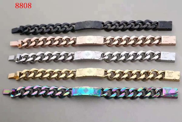 

fashion men 316l stainless steel punk bracelet designer five style color wedding jewelry box 6, Golden;silver
