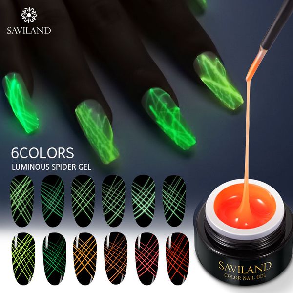 

saviland new luminous spider gel 6ml soak off pulling silk painting gel lacquer diy creative varnish glow in the dark nails art, Red;pink