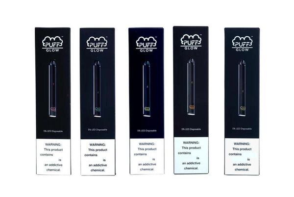 

PUFF BAR GLOW DISPOSABLE Device Pod Starter Kit 280mAh Battery 1.4ml Cartridge Vape Empty Pen With Security Code LED Light