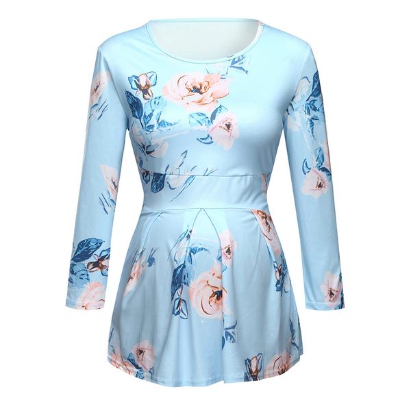 

TELOTUNY Women's Maternity Short Sleeve Floral flower nursing blouse pregnant Mama Tops Breastfeeding Nusring Clothes Z0322