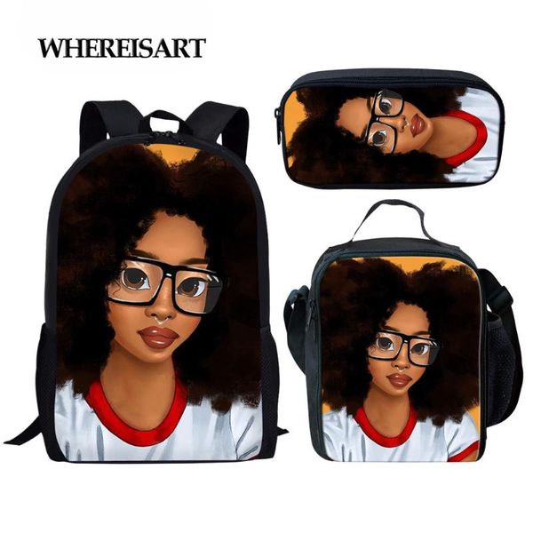 

whereisart black art girls school backpack for teenage girls boys children school bag set student book bags mochila escolar