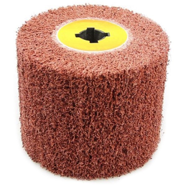 

120x100x19mm non-woven nylon flap brush satin drawing polishing deburring drum wheel for stainless steel