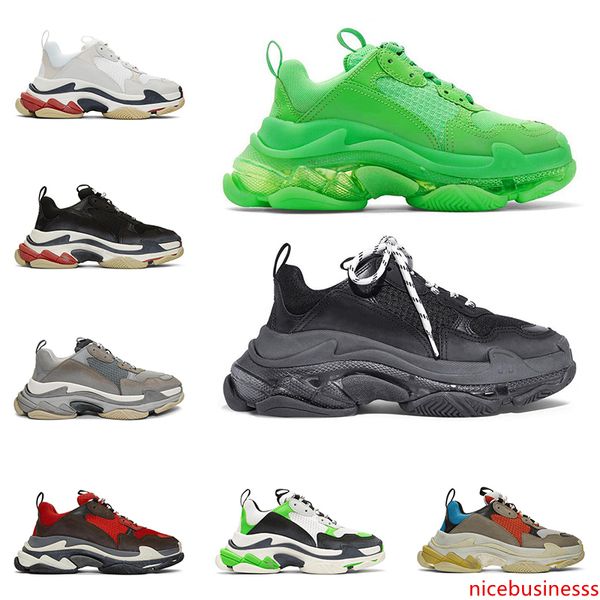 

triple s fashion designer luxury shoes for men women clear sole neon green black white red mens trainers platform sneakers
