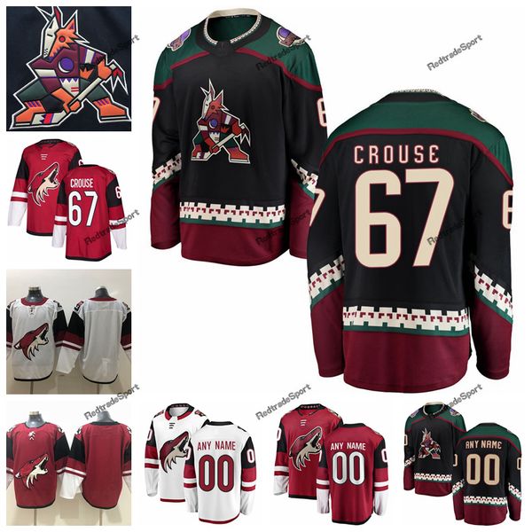 

2019 customize lawson crouse arizona coyotes hockey jerseys custom mens alternate black #67 lawson crouse stitched hockey shirts s-xxxl, Black;red