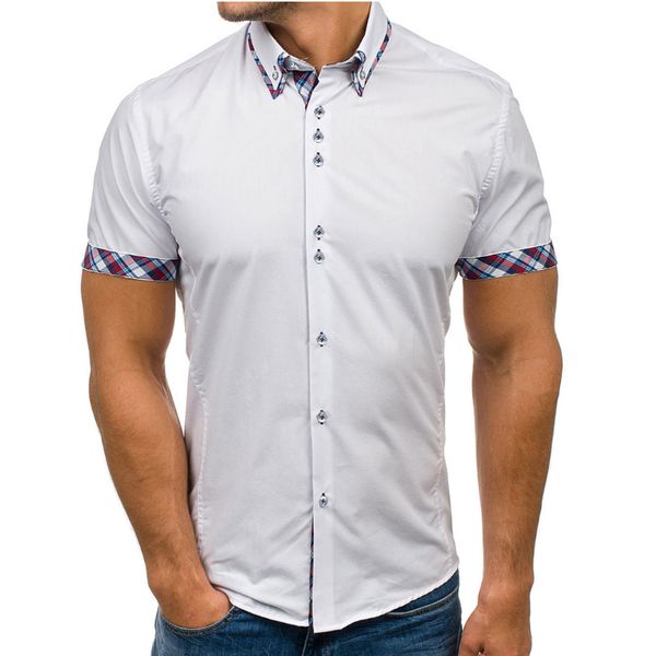 

men's casual shirtsx23 11 simple solid color double colc06, White;black