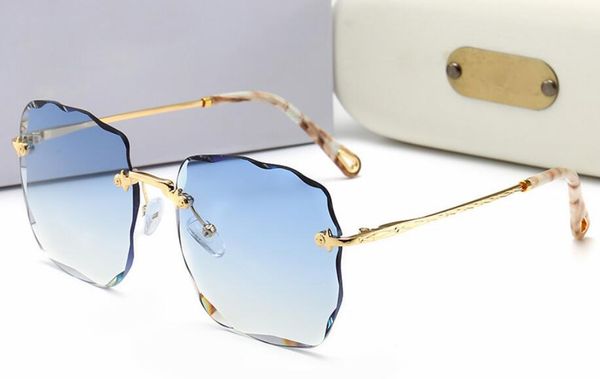 

oversized rimless sunglasses fashion sun glass men designer brand fenty women sunglasses shades with box and case, White;black